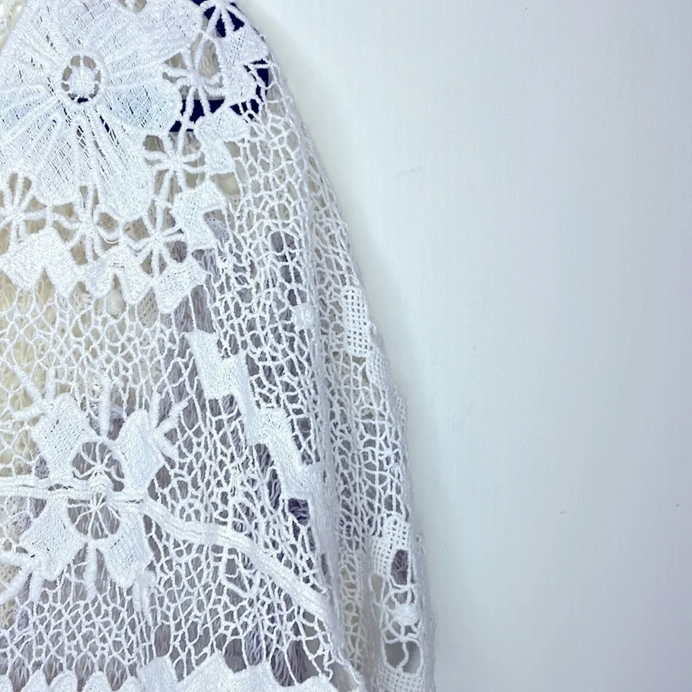 Free People BAD ROMANCE crochet poncho top oversized EUC Rare